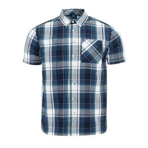 Giorgio Mens Checkered Short-Sleeved Shirt / Navy/White